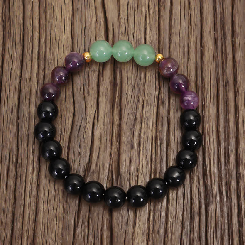 Buddha Stones 108 Mala Beads Amethyst Green Aventurine Lotus Meditation Bracelet - image 5