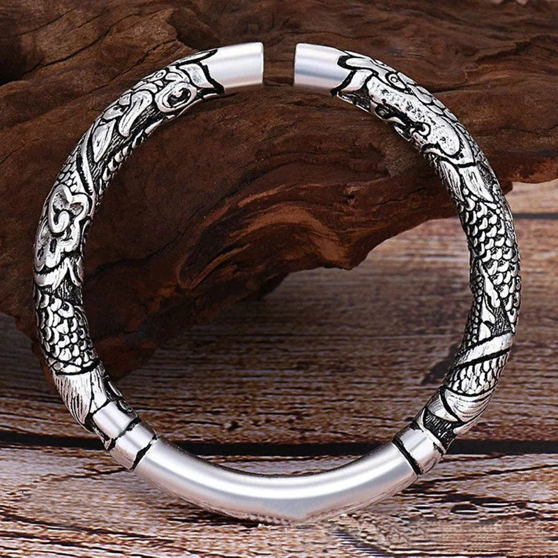 Dragon Auspicious Clouds Luck Protection Bracelet Adjustable Bangle - image 6