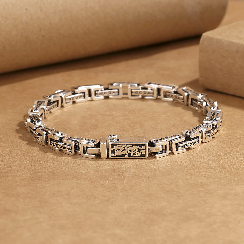 Buddha Stones Dragon Om Mani Padme Hum Engraved Copper Luck Success Bracelet - 22cm fit wrist circumference: 20-21cm - image 0