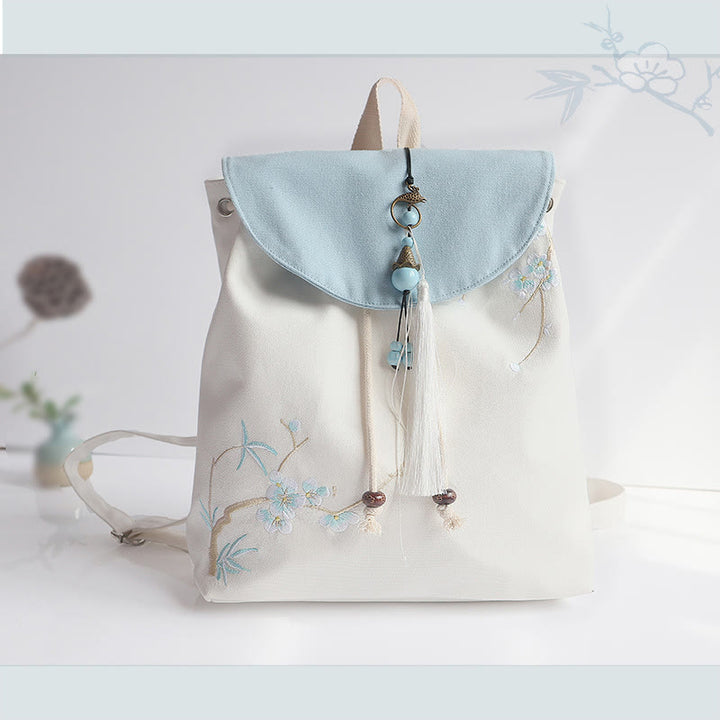 Buddha Stones Handmade Embroidered Large Capacity Canvas Backpack - image 41