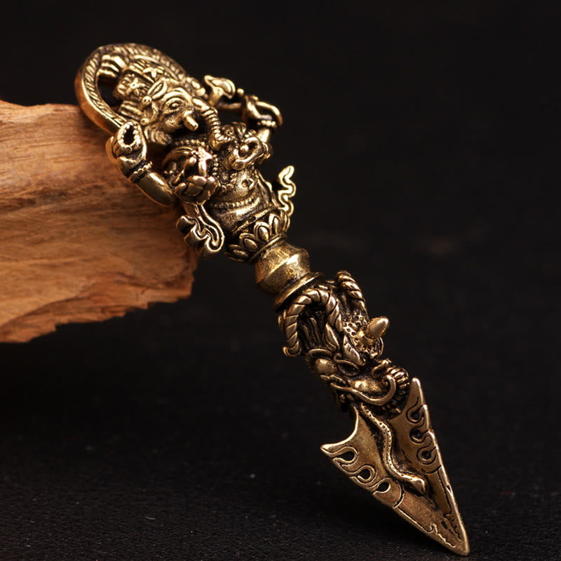 Tibetan Ganesh Ganpati Elephant God of Wealth Dorje Vajra Spiritual Power Necklace Pendant - image 1