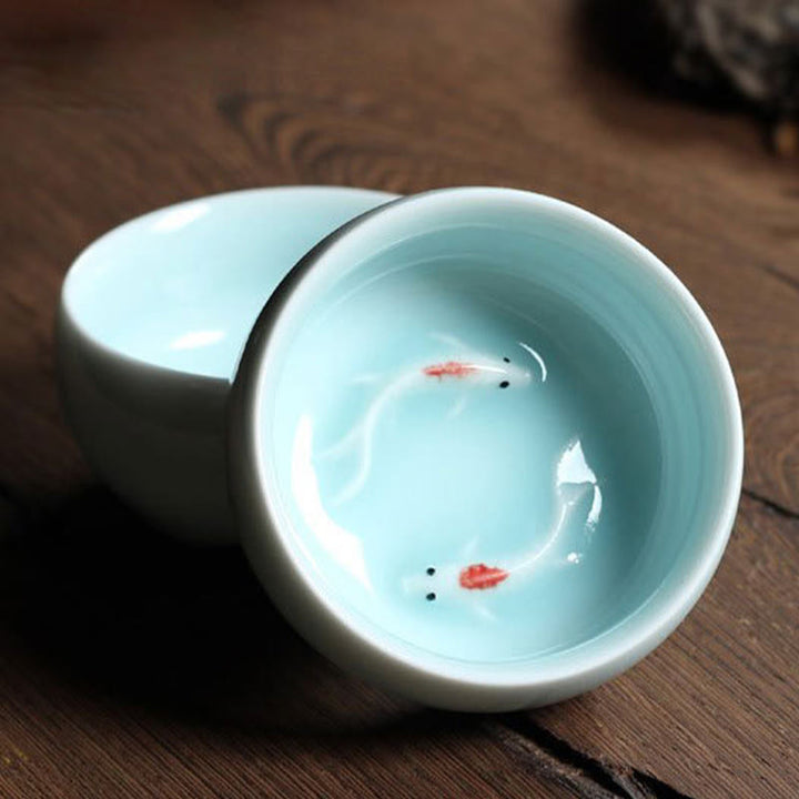 Buddha Stones Colorful Koi Fish Ceramic Teacup Kung Fu Tea Cup Bowl - image 30