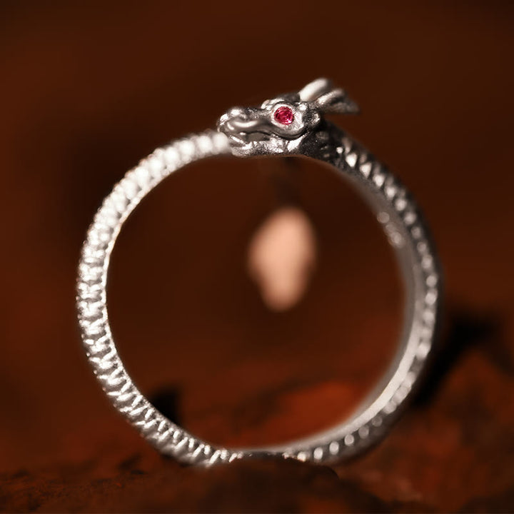 Buddha Stones 925 Sterling Silver Vintage Year of the Dragon Luck Protection Strength Adjustable Ring - image 13