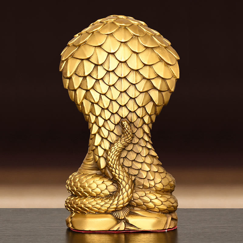 Buddha Stones Buddha Shakyamuni Snake Figurine Serenity Copper Statue Home Offering Decoration - image 3