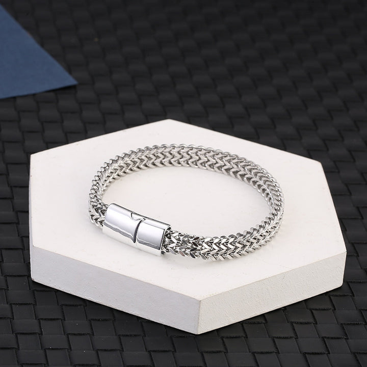 Buddha Stones Fish Scale Magnetic Buckle Titanium Steel Balance Bracelet Bangle - image 1