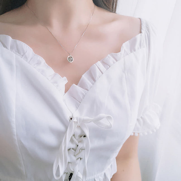 Buddha Stones 925 Sterling Silver Moonstone Love Planet Rotatable Pattern Necklace Pendant - image 6