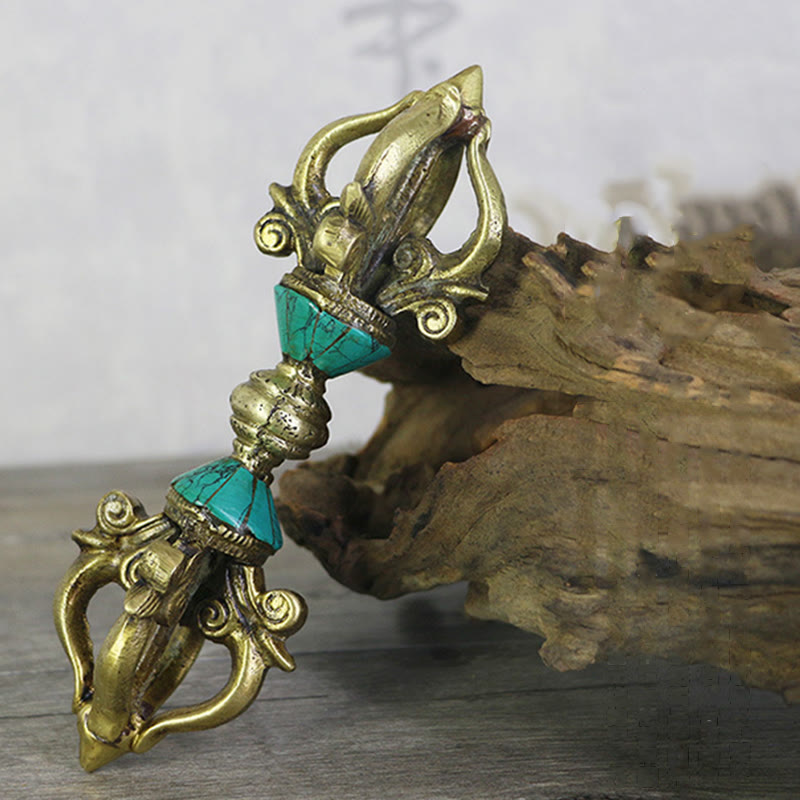 Buddha Stones Tibetan Five Prong Vajra Dorje Handcrafted Nepal Spiritual Power Copper Decoration - image 1