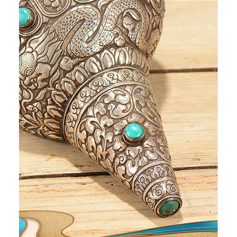 Tibetan Handmade Natural Shankha Engraved Eight Auspicious Symbols Conch Shell Lucky Home Decoration - image 9