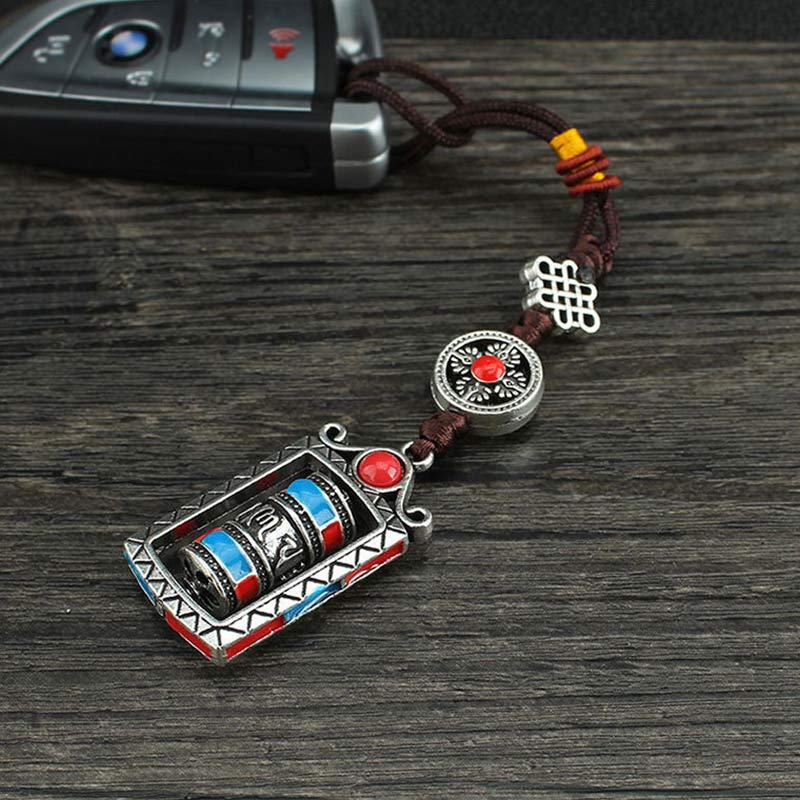 Six True Words Prayer Wheel Rotation Knot Blessing Keychain Decoration - image 13