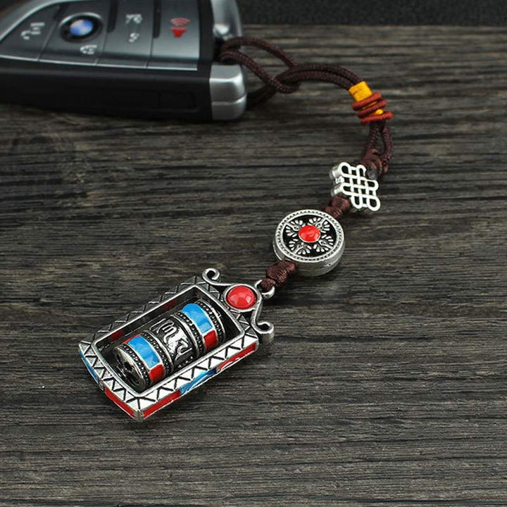 Six True Words Prayer Wheel Rotation Knot Blessing Keychain Decoration - image 13
