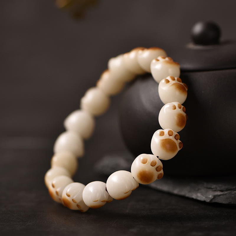 Buddha Stones Cute Cat Paw Claw Bodhi Seed Peace Bracelet - 12mm - image 7
