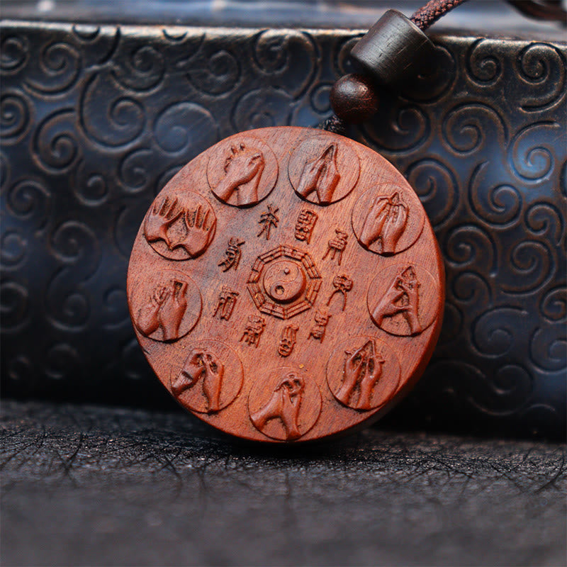 Buddha Stones Lightning Struck Jujube Wood Yin Yang Bagua Mountain Ghosts Spend Money Protection Necklace Pendant