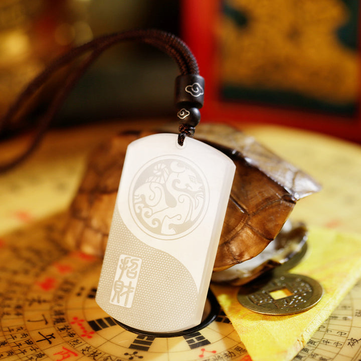 White Jade PiXiu Yin Yang Luck Protection Necklace Pendant - image 7