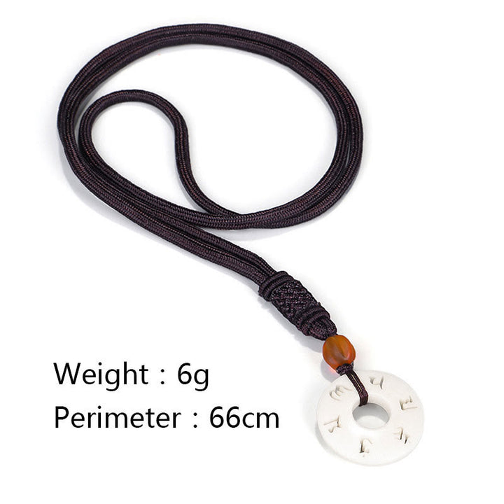 Buddha Stones Ivory Fruit Om Mani Padme Hum Engraved Protection Necklace Pendant - image 9