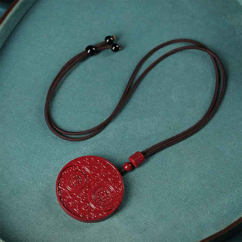 Buddha Stones Cinnabar Yin Yang Keep Away Evil Spirits Necklace Pendant - image 3