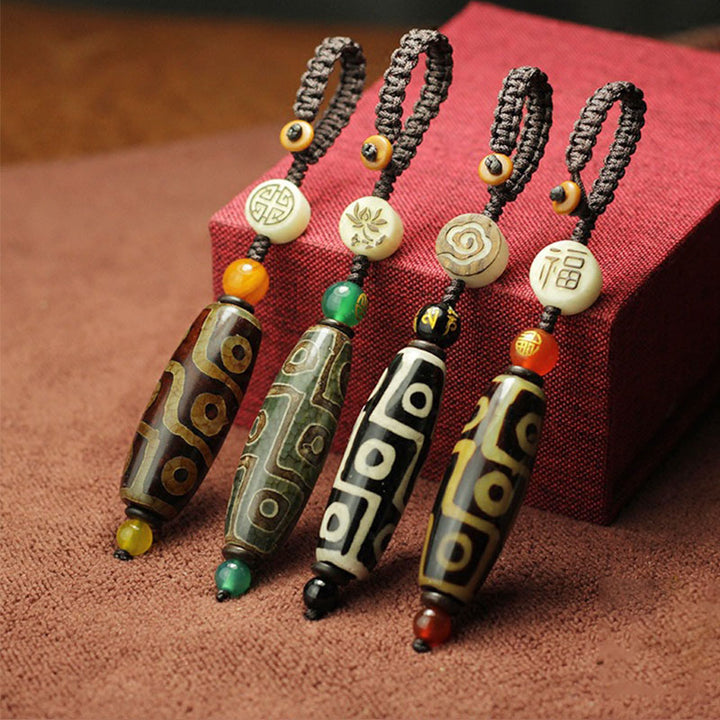 Buddha Stones Tibetan Nine-Eye Dzi Bead Wealth Decoration