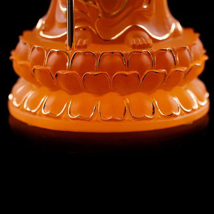 Buddha Stones Handmade Ksitigarbha Bodhisattva Figurine Liuli Crystal Art Piece Serenity Statue Home Decoration - image 11