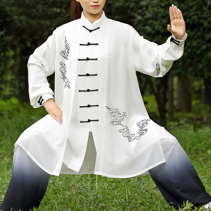 Auspicious Clouds Gradient Meditation Prayer Spiritual Zen Tai Chi Qigong Practice Women's Clothing Set