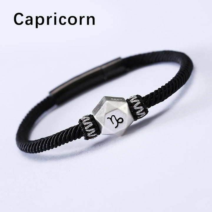 Buddha Stones 999 Sterling Silver 12 Constellations of the Zodiac Protection Handmade String Bracelet - Capricorn - 19CM - image 18