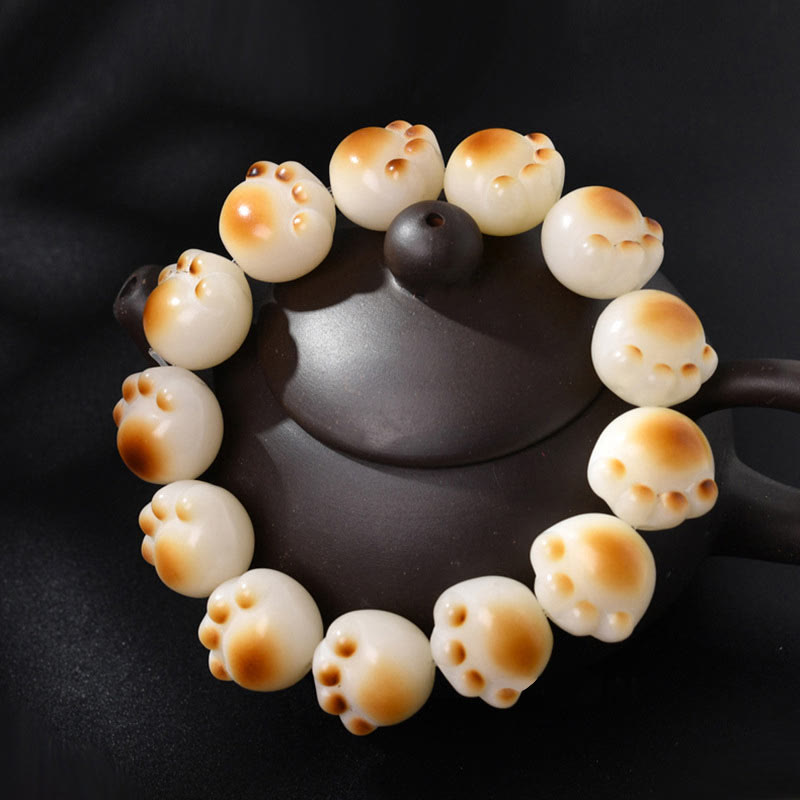 Buddha Stones Cute Cat Paw Claw Bodhi Seed Peace Bracelet - image 8