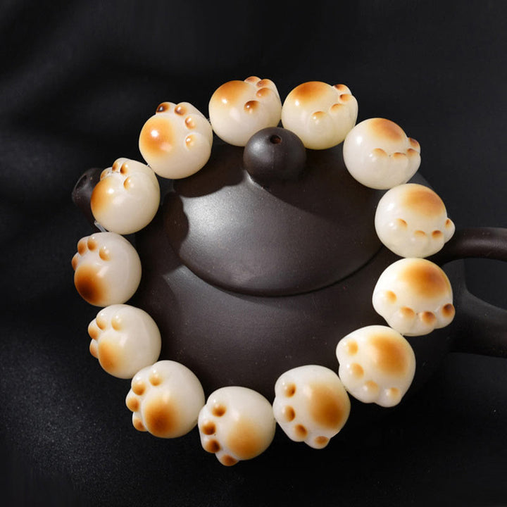 Buddha Stones Cute Cat Paw Claw Bodhi Seed Peace Bracelet - image 8