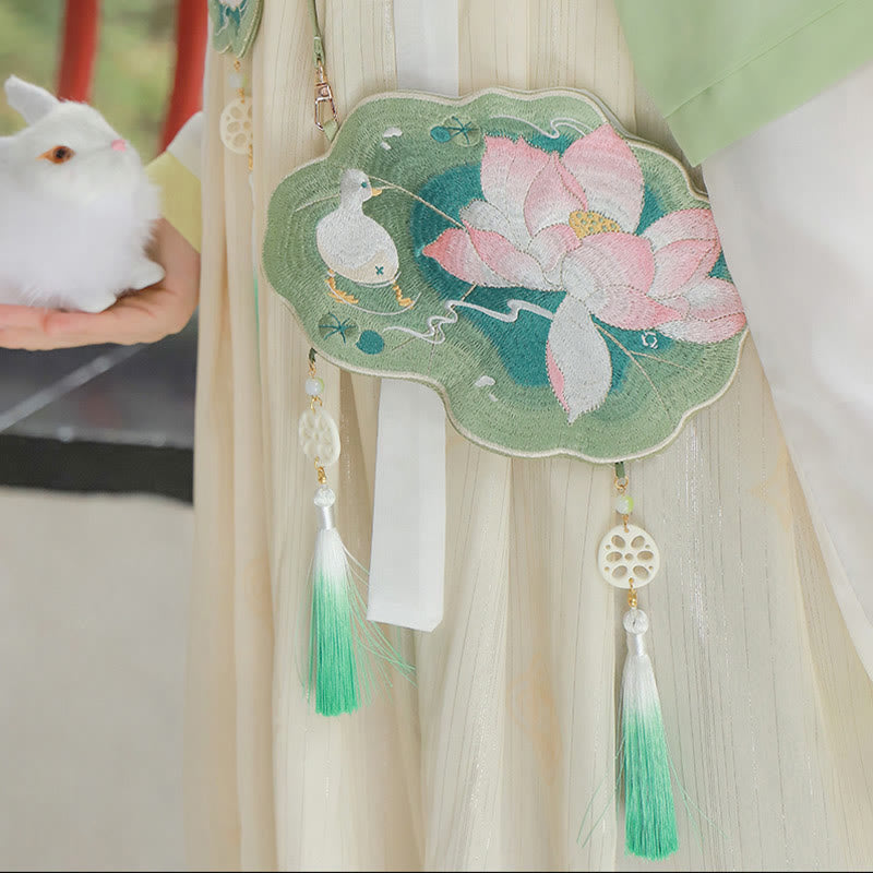 Buddha Stones Luck Embroidery Lotus Koi Fish Rabbit Flower Hanfu Bag Crossbody Bag Shoulder Bag - image 4