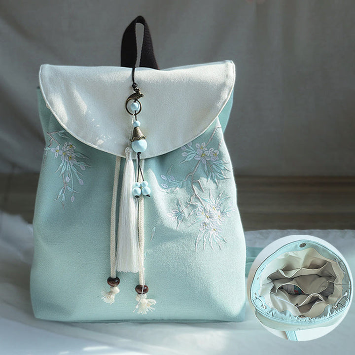 Buddha Stones Handmade Embroidered Large Capacity Canvas Backpack - image 1