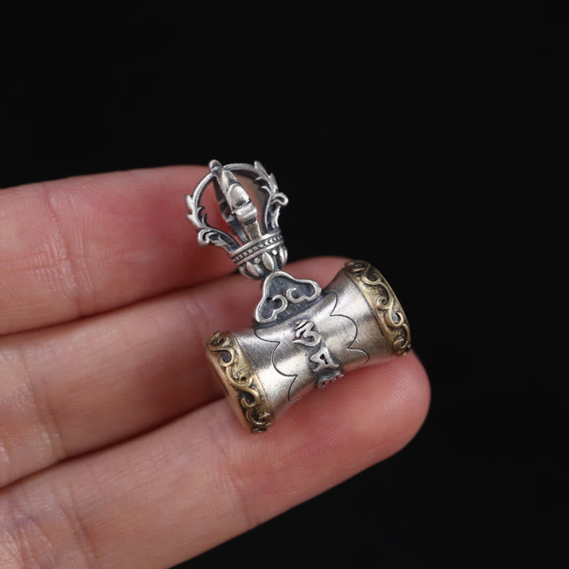 Buddha Stones Tibet 925 Sterling Silver Om Mani Padme Hum Dorje Bell Vajra Engraved Enlightenment Pendant Hanging Decoration - image 12