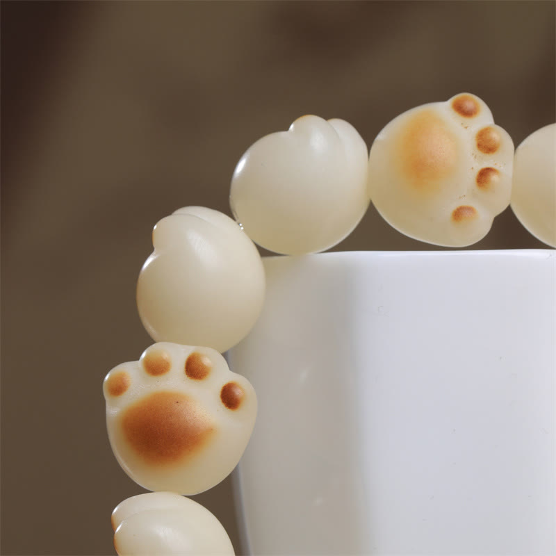 Buddha Stones Cute Cat Paw Claw Bodhi Seed Peace Bracelet - image 6