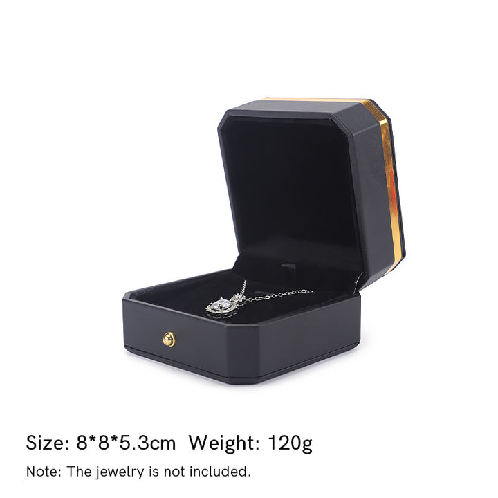 Jewelry Storage Box PU Leather Gift Box - Black - Pendant Box (8*8*5.3cm) - image 15