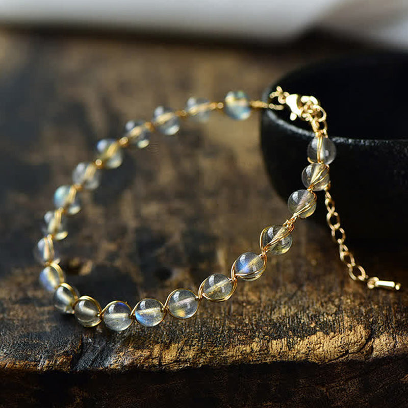 Buddha Stones Natural Moonstone 14K Gold Plated Healing Positive Bracelet - image 6