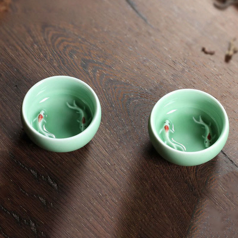 Buddha Stones Colorful Koi Fish Ceramic Teacup Kung Fu Tea Cup Bowl - image 22