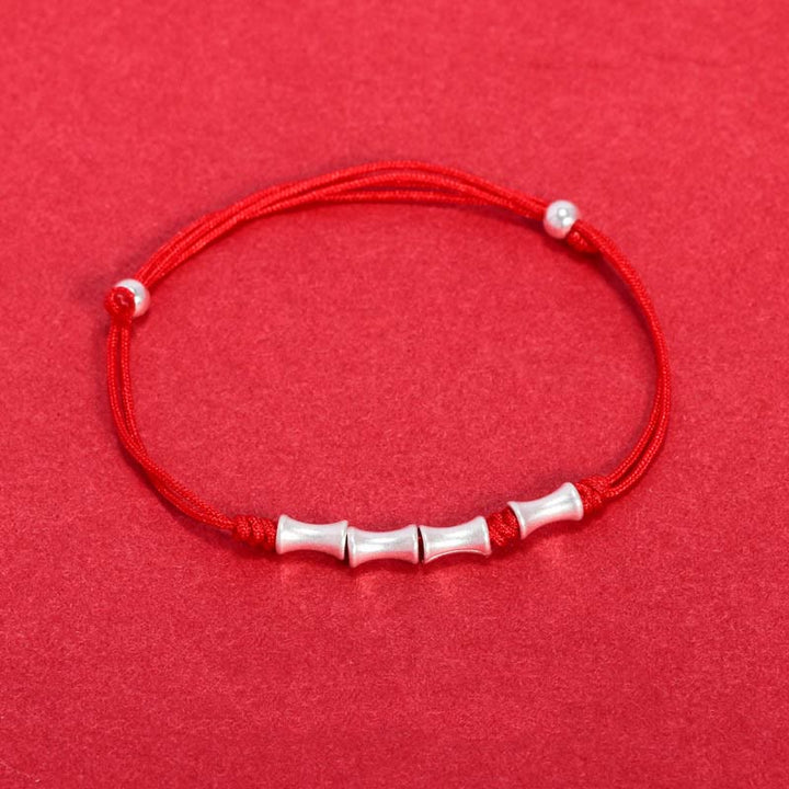 Buddha Stones 925 Sterling Silver Bamboo Design Protection Luck Braided Bracelet - image 8