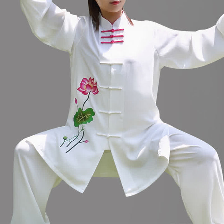 Lotus Flower Leaf Pattern Tai Chi Meditation Prayer Spiritual Zen Practice Clothing Women's Set - image 4