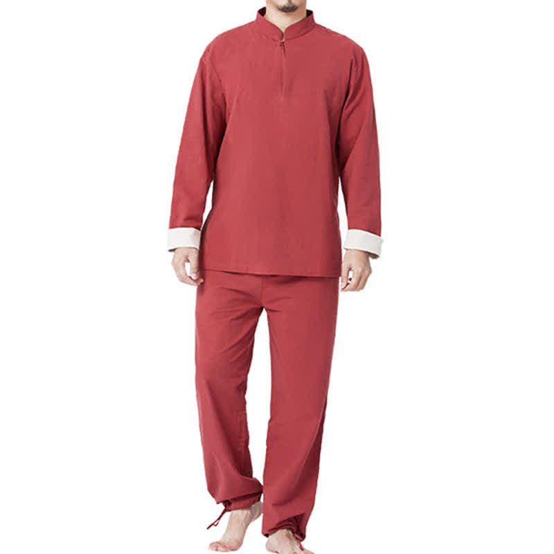 Spiritual Zen Meditation Yoga Prayer Practice Cotton Linen Clothing Men's Set