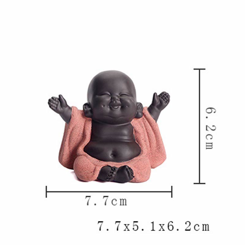 Buddha Stones Always Smiling Laughing Buddha Wealth Luck Purple Clay Maitreya Statue Decoration - image 7