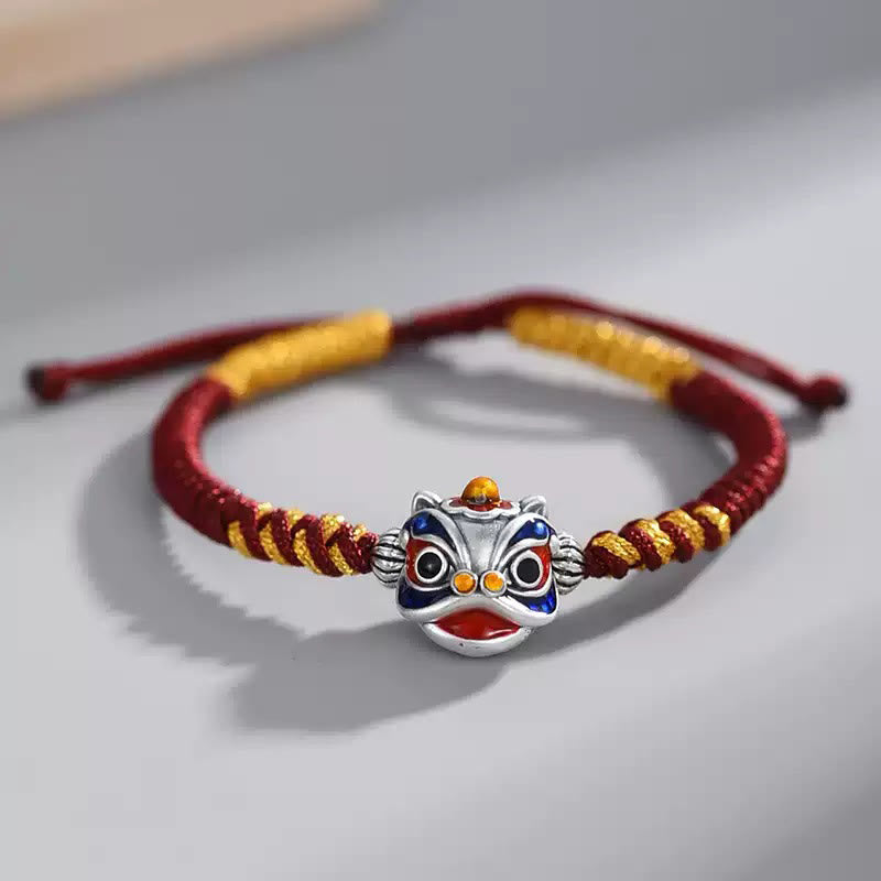 Buddha Stones Handmade Dancing Lion Luck Braided String Bracelet