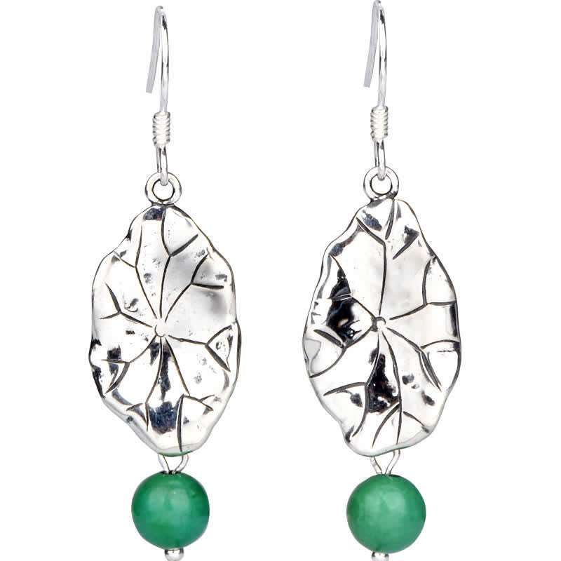 925 Sterling Silver Turquoise Lotus Leaf Protection Drop Dangle Earrings - image 10