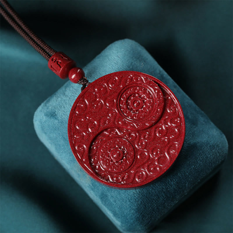 Buddha Stones Cinnabar Yin Yang Keep Away Evil Spirits Necklace Pendant - image 2