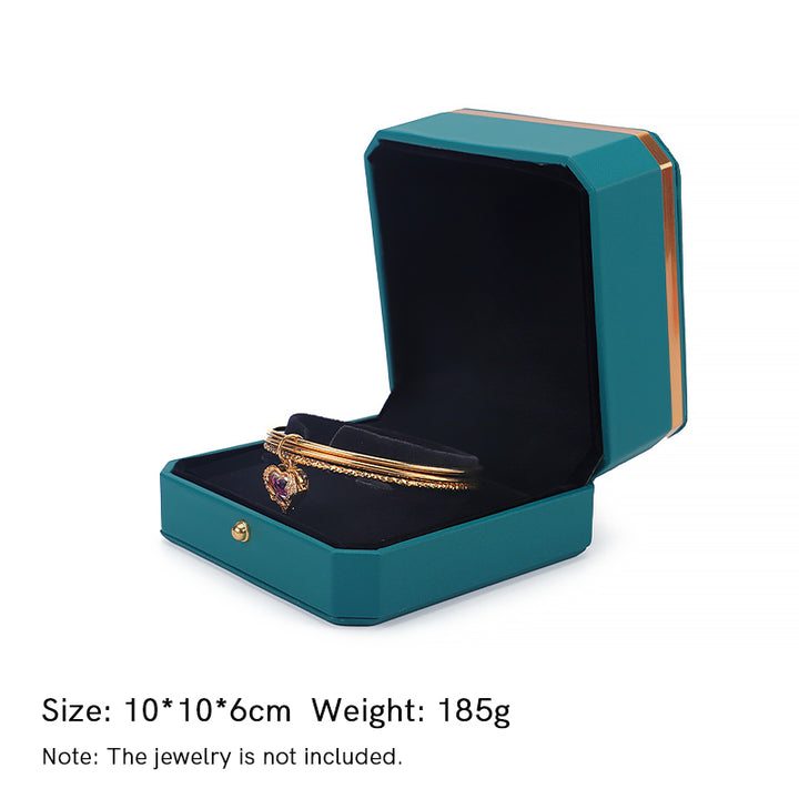 Jewelry Storage Box PU Leather Gift Box - Green - Bracelet Box (10*10*6cm) - image 25