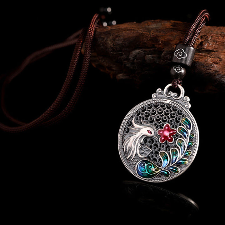 Buddha Stones 990 Sterling Silver Phoenix Luck Protection Necklace Pendant - image 3