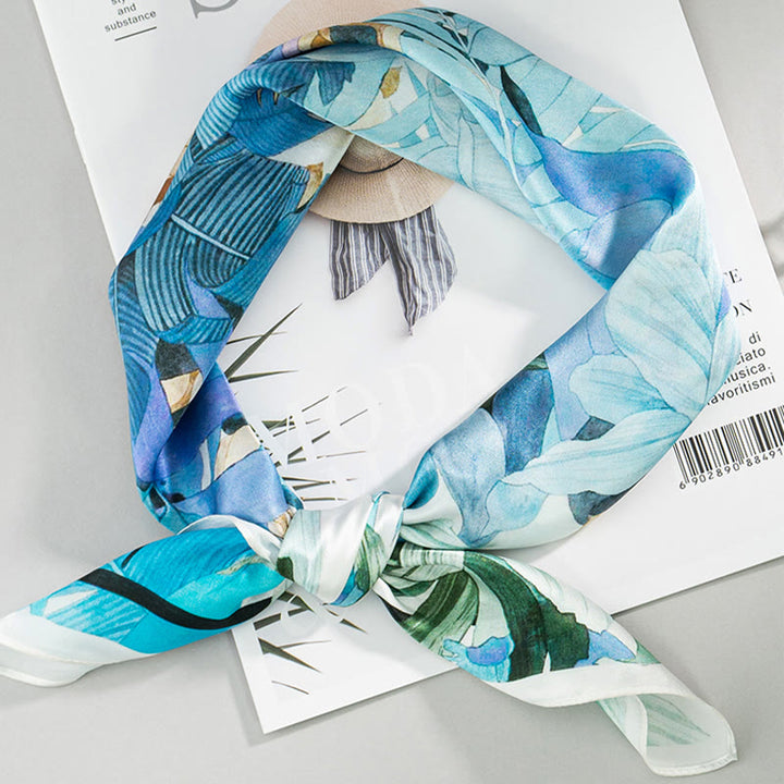 Buddha Stones Jungle Oil Painting Auspicious Clouds 100% Mulberry Silk Scarf Premium Grade 6A Double-sided Silk Neck Scarf - image 10