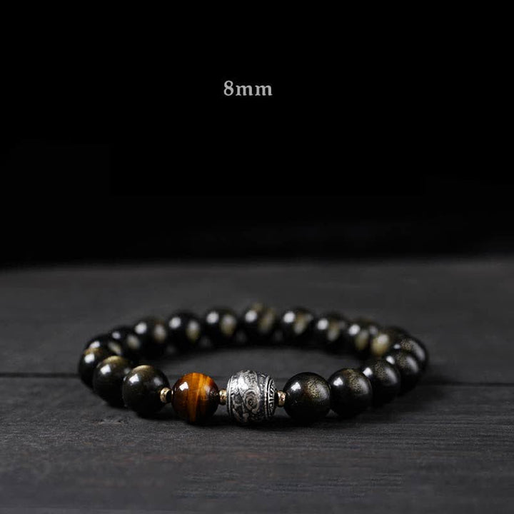 To Experience a Reversal of Fortune Rainbow Obsidian Gold Sheen Obsidian Protection Bracelet