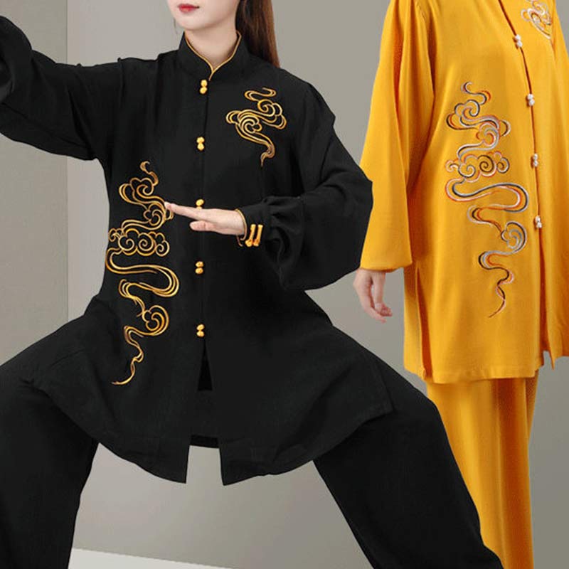 Buddha Stones Auspicious Clouds Embroidery Meditation Prayer Spiritual Zen Tai Chi Qigong Practice Unisex Clothing Set - image 20