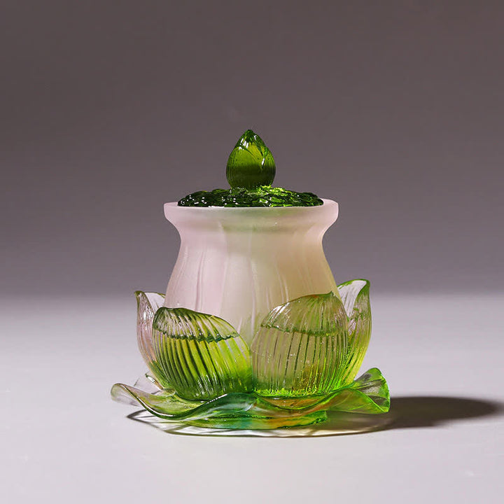 Feng Shui Lotus Handmade Liuli Crystal Art Piece Home Office Offering Decoration - image 2