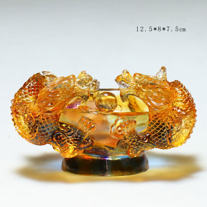 Buddha Stones Feng Shui Chinese Zodiac Dragon Handmade Liuli Crystal Art Piece Protection Home Office Decoration - Small 12.5*8*7.5cm - image 1