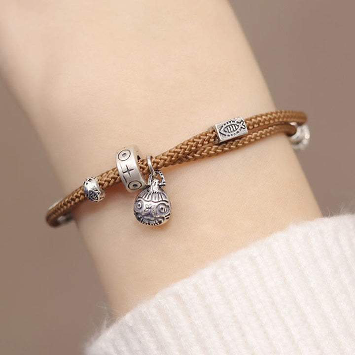 Buddha Stones 925 Sterling Silver Gold Swallowing Beast Koi Fish Wealth Handcrafted Braided Bracelet - image 8