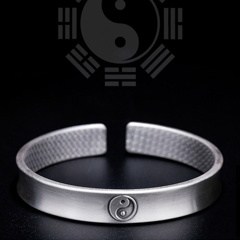 Buddha Stones 999 Sterling Silver Yin Yang Auspicious Clouds Balance Harmony Bracelet - image 10