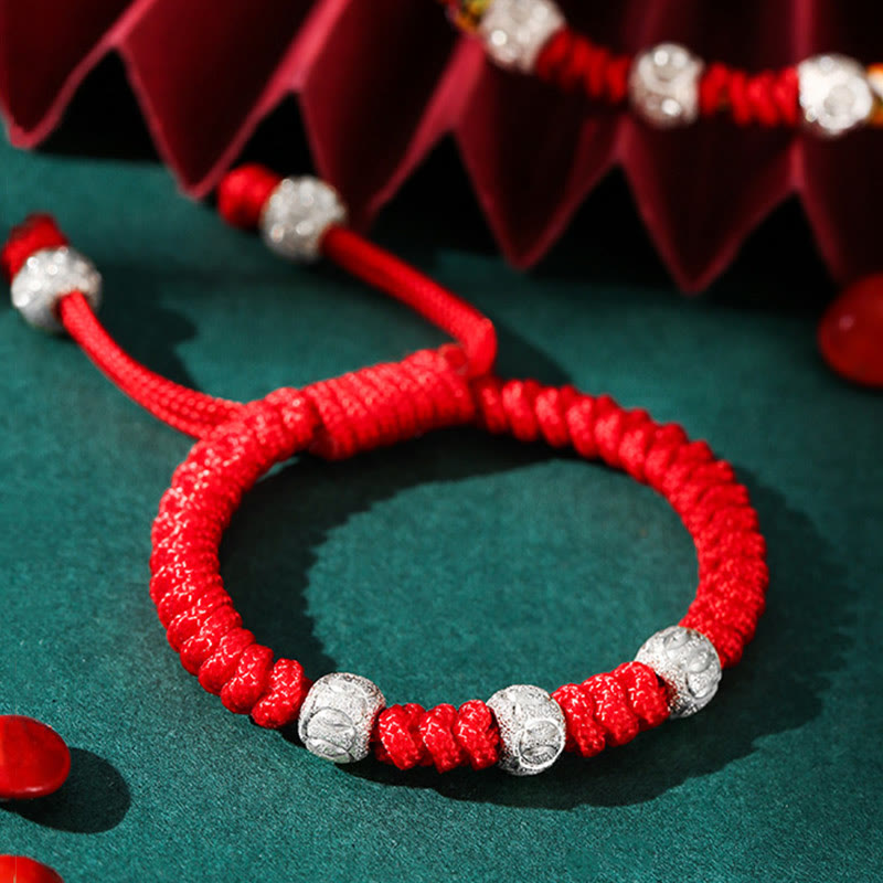 Buddha Stones 925 Sterling Silver King Kong Knot Multicolored Red String Strength Handmade Braided Kids Child Bracelet - image 7