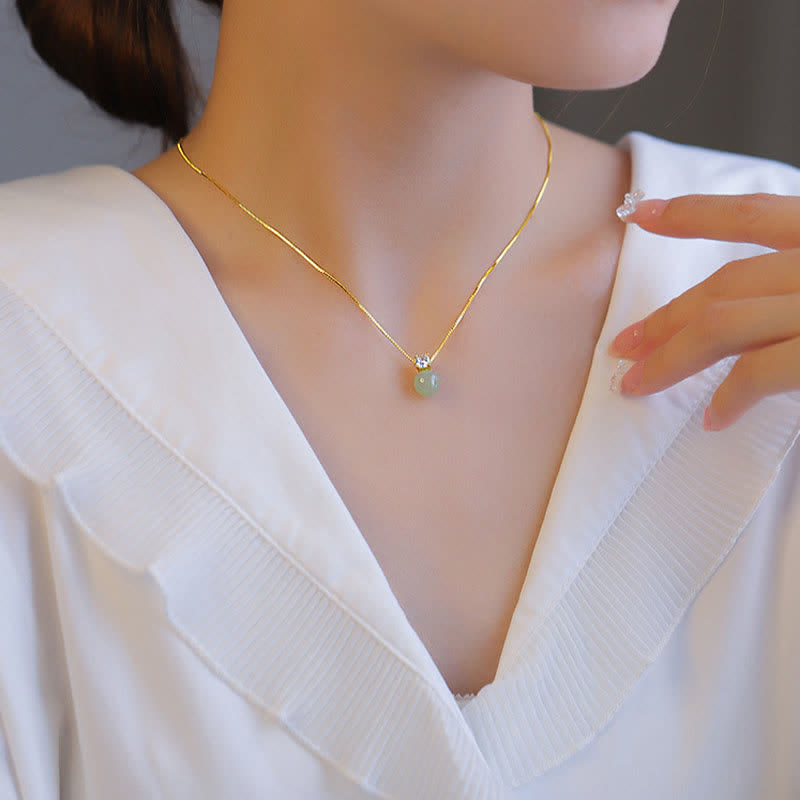 Buddha Stones Lucky Bead Jade Prosperity Chain Necklace Pendant - image 5